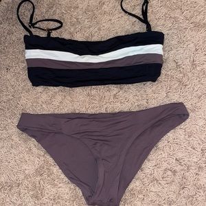 L Space Bandeau Bikini Top and Bottom (Rebel Stripe Top)